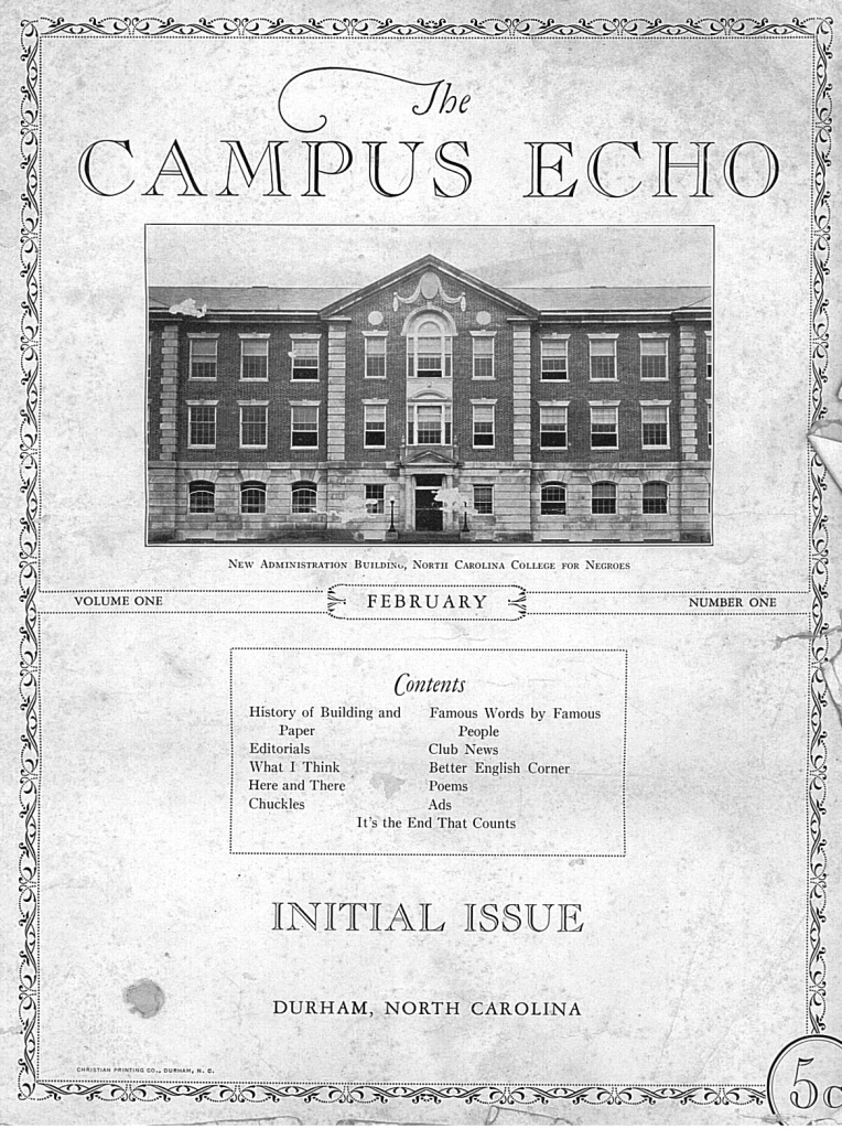 February, 1930 issue of the NC Central University Campus Echo.